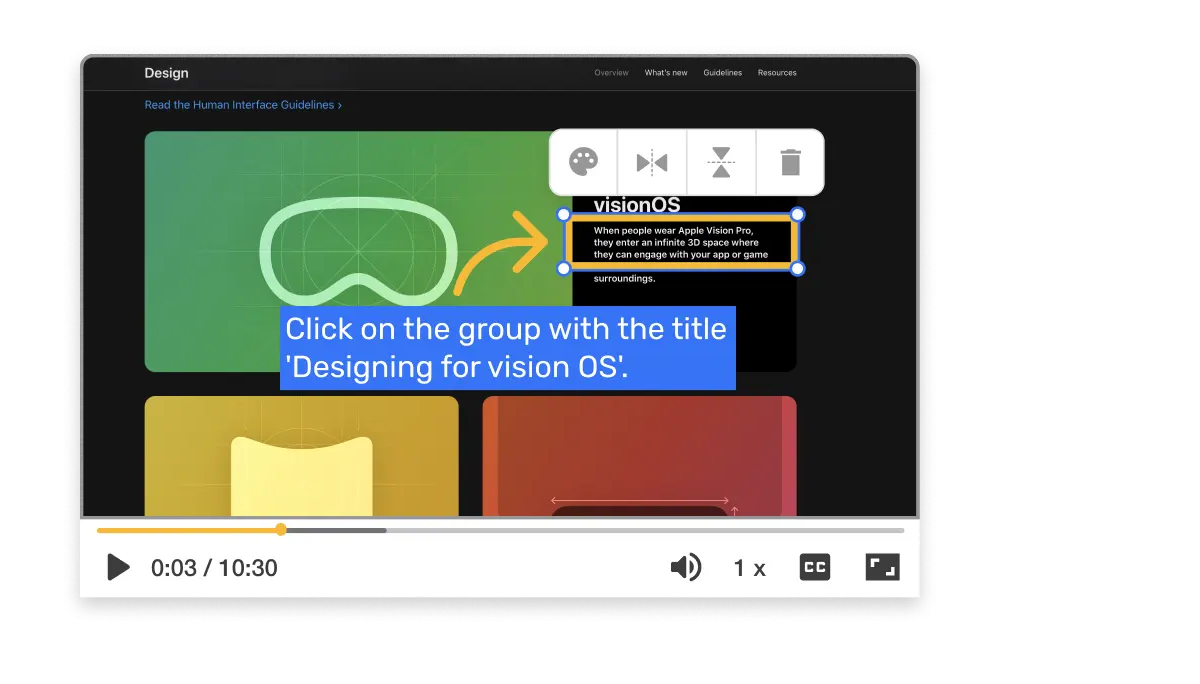 Visla adding text overlays, arrows, and highlights to a how‑to video guide